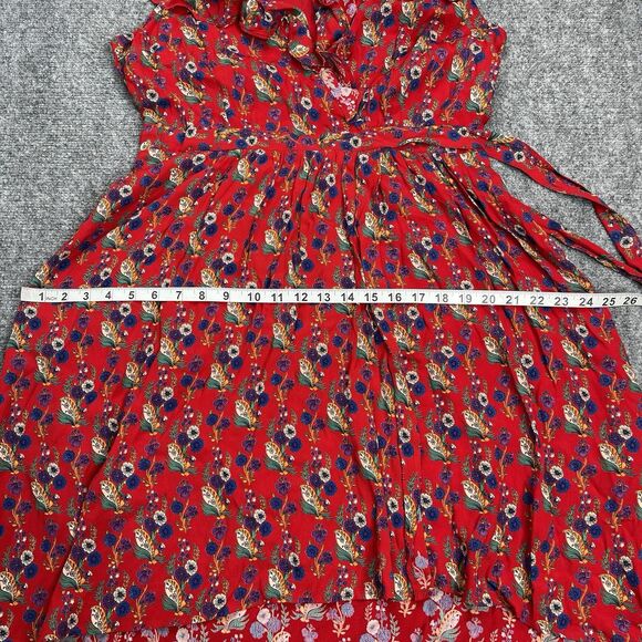 Anthropologie Maeve Rosalia Wrap Dress Size 12 Red Ruffled Floral NEW W Tags - Picture 14 of 16